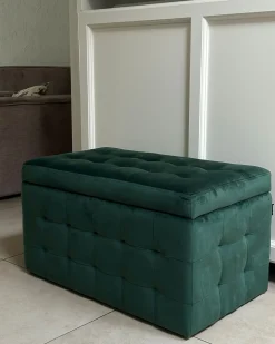 Puf med opbevaring MICHIGAN Velour Mørkegrøn