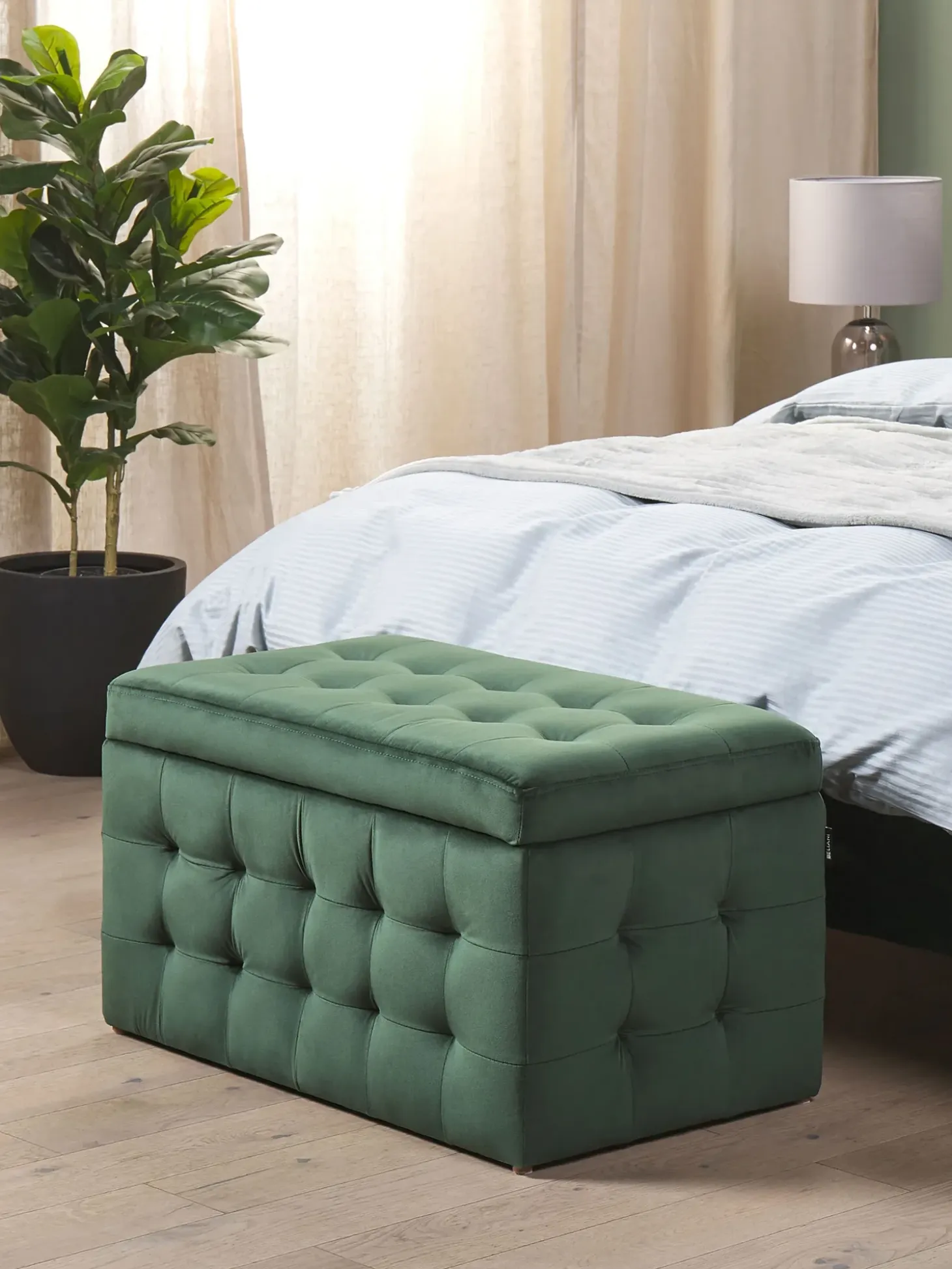 Puf med opbevaring MICHIGAN Velour Mørkegrøn