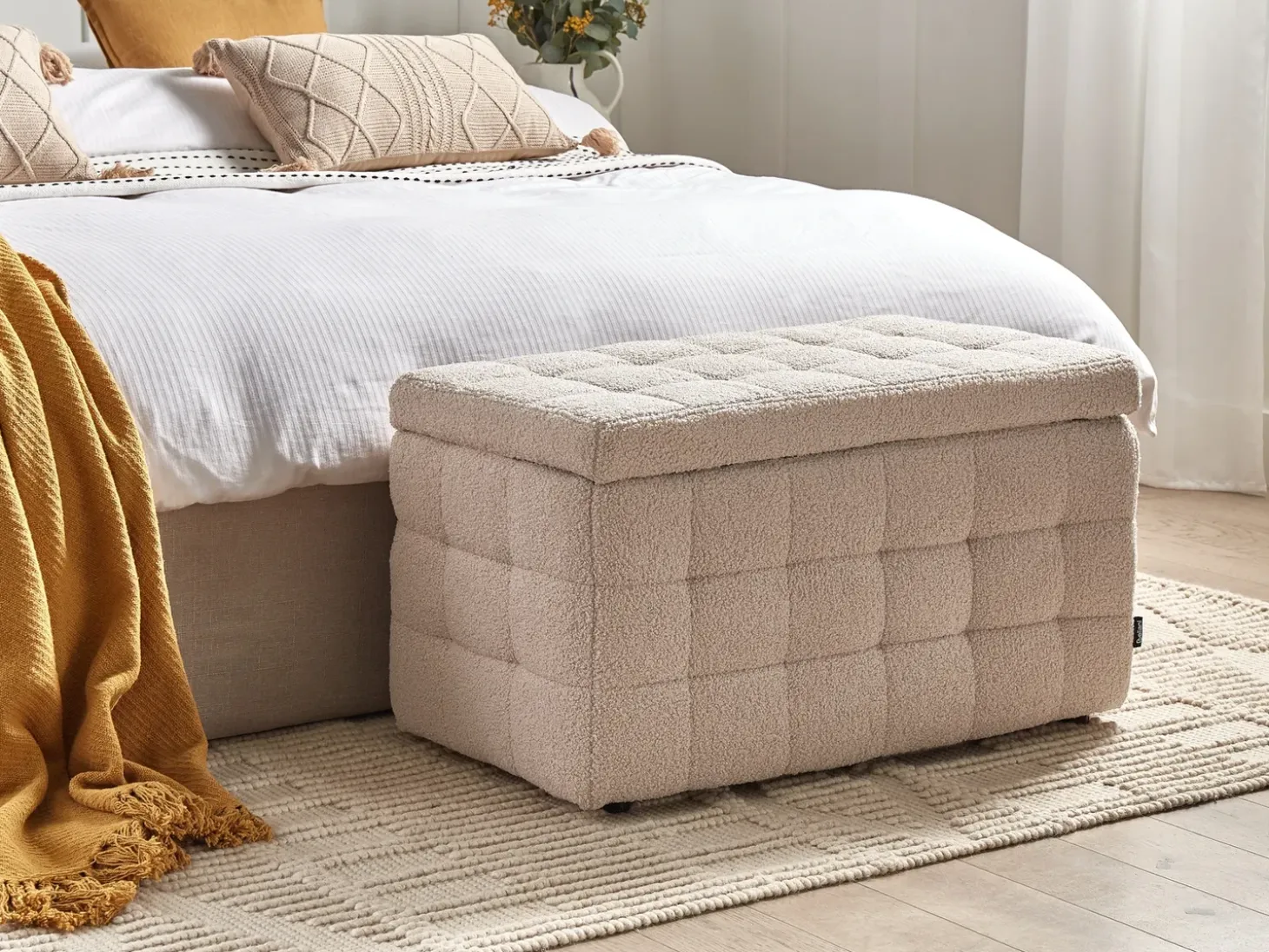 Puf med opbevaring MICHIGAN Boucle Beige