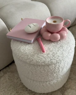 Puf med opbevaring OGDEN Boucle Hvid