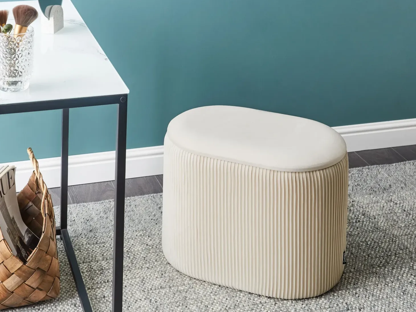 Puf med opbevaring RICHLAND Velour Lys Beige