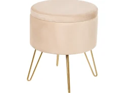 Puf med opbevaring SILAS Velour Lys Beige