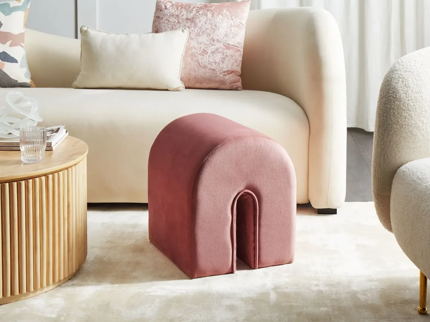 Puf MODOC Velour Lyserød