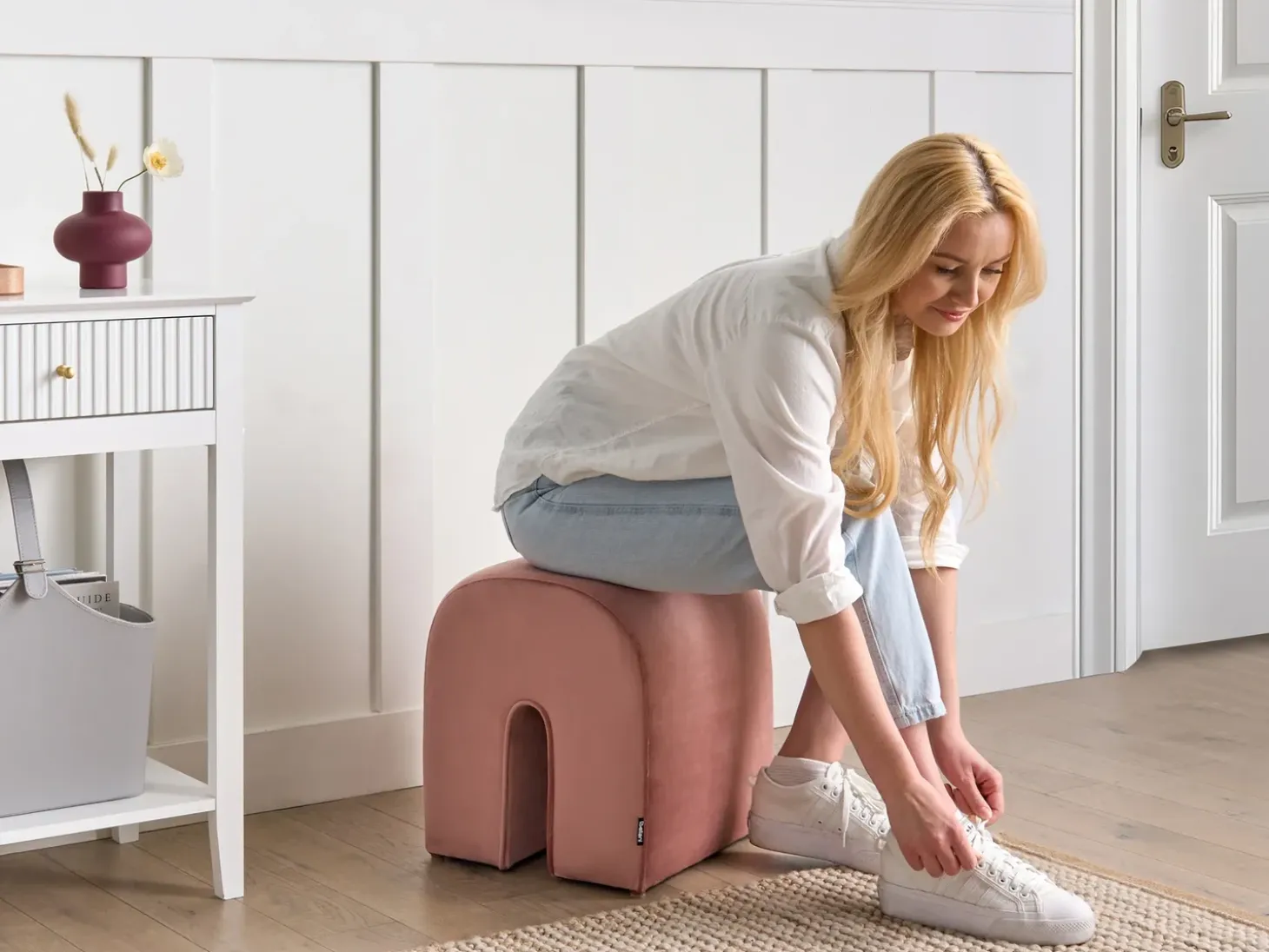 Puf MODOC Velour Lyserød