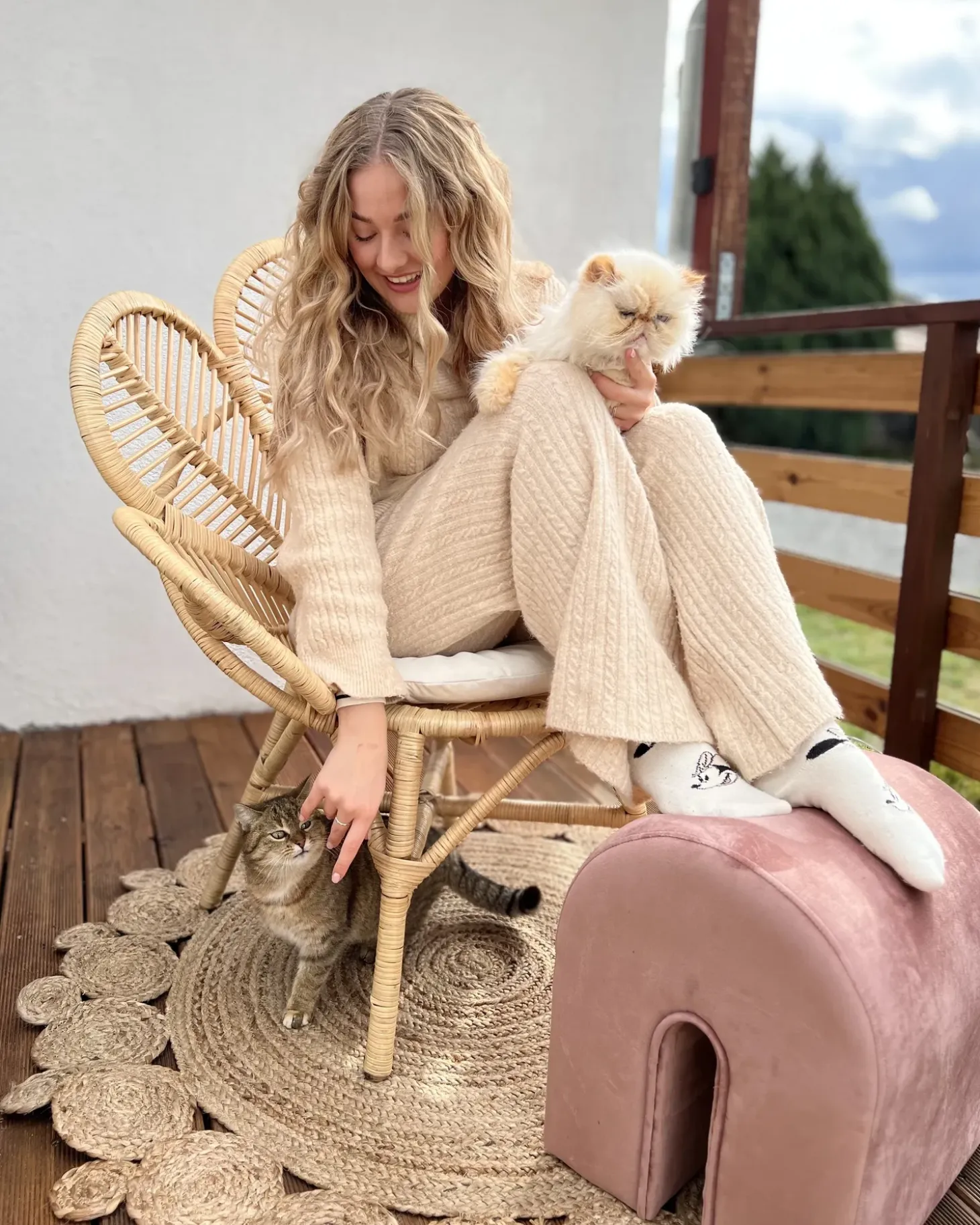 Puf MODOC Velour Lyserød