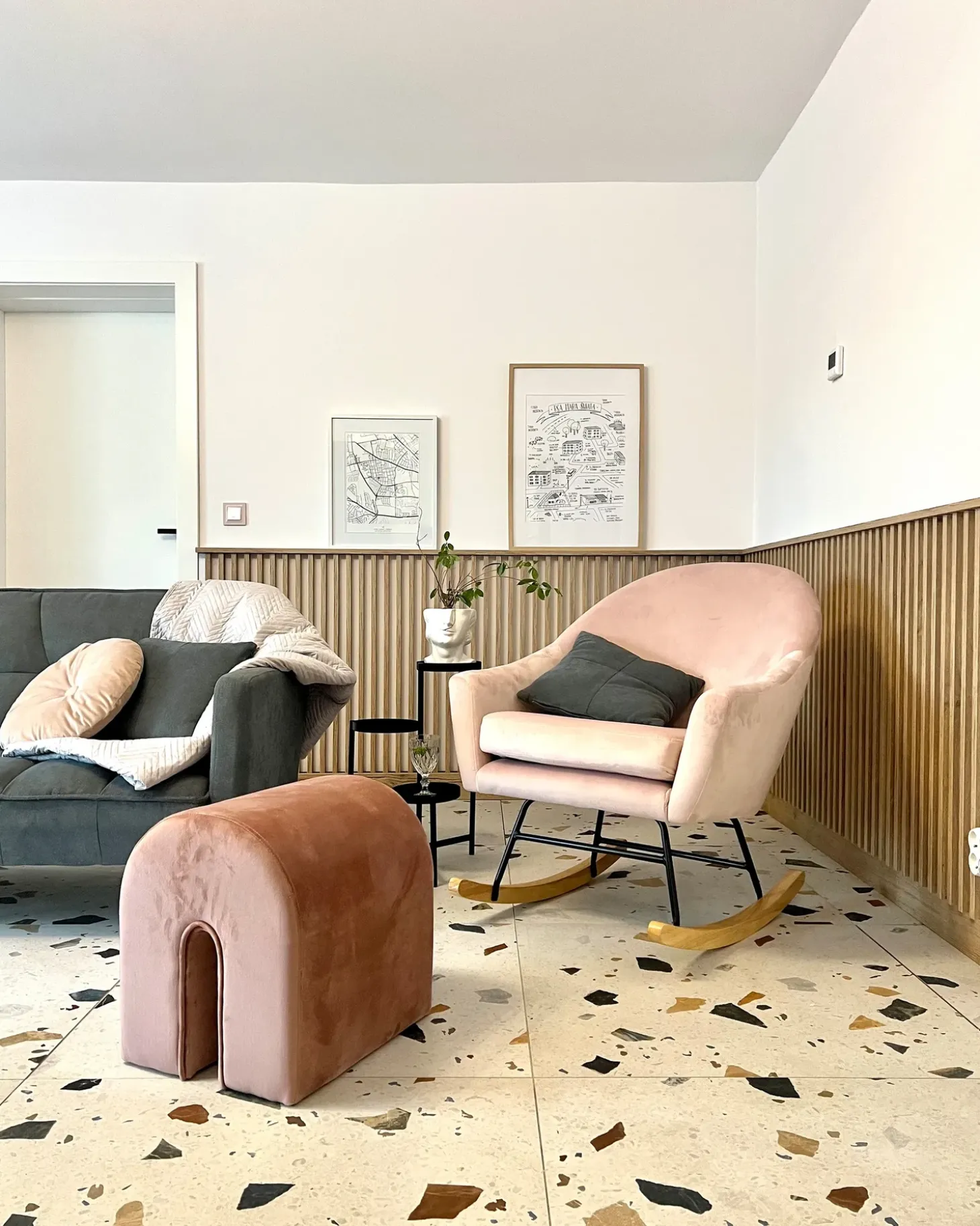 Puf MODOC Velour Lyserød