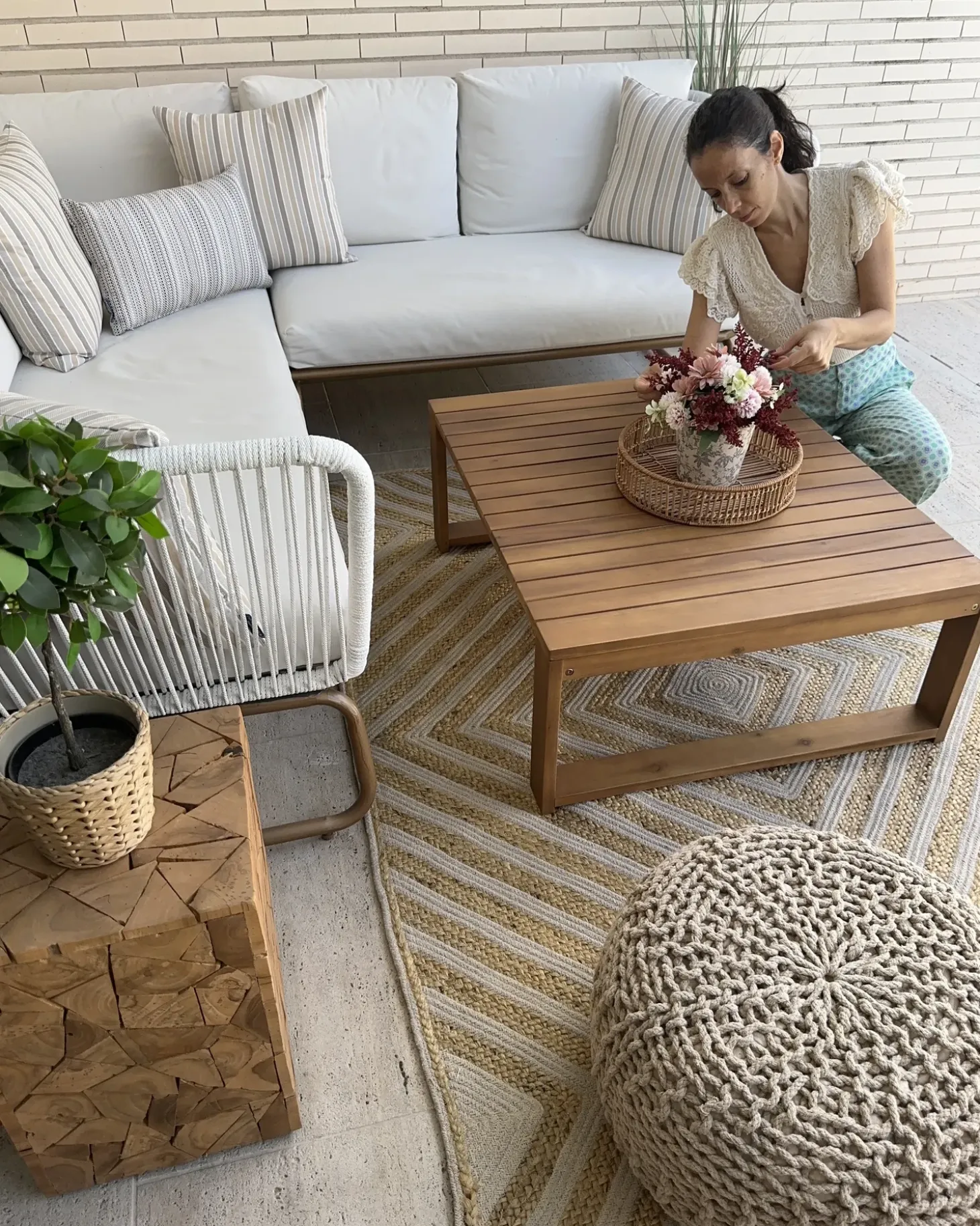 Puf PRIENE Bomuld Beige