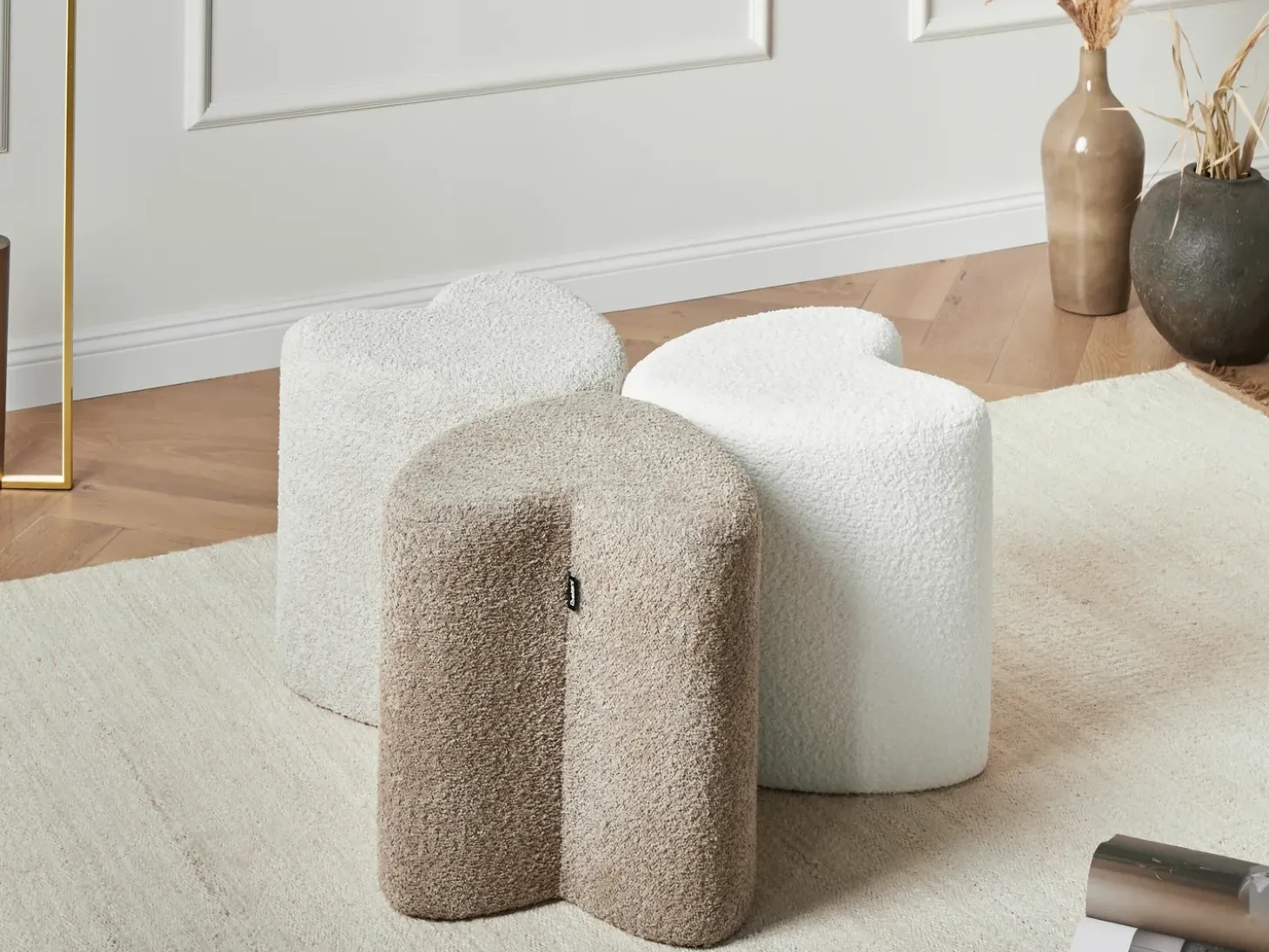 Puf SCOTIA Chenille Lysebrun