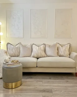 Puf SOPHIA Velour Lysegrå