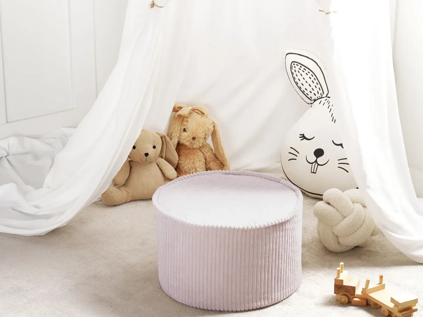 Puf ZIKRIA Velour Lys Beige