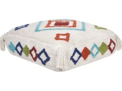 Puf Broderi SEERANI Bomuld Hvid