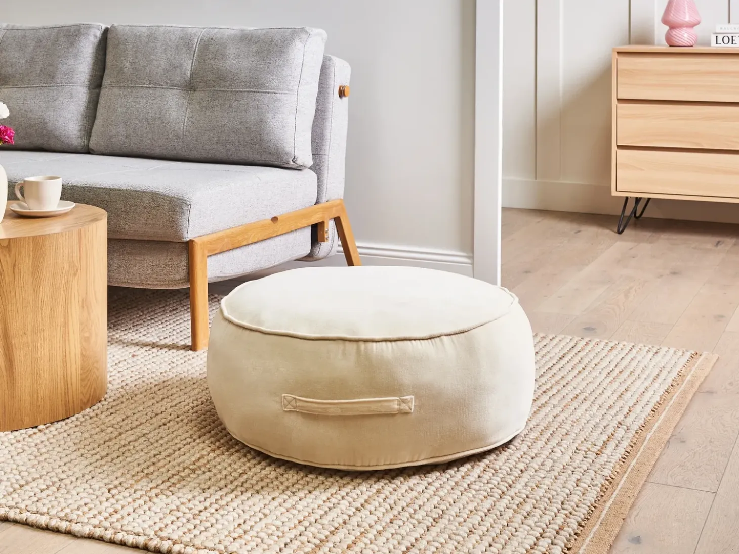 Puf YULLE Velour Lys Beige