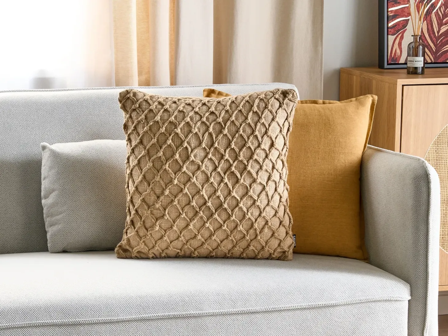 Pyntepude COLLOMIA Boucle 45 x 45 cm Beige Geometrisk mønster