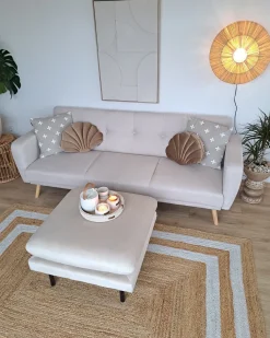 Pyntepude CONSOLIDA Velour 47 x 35 cm Sand Beige Ensfarvet