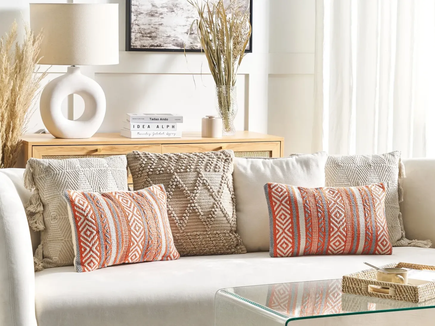 Pyntepude INULA Bomuld 30 x 50 cm Orange Geometrisk mønster
