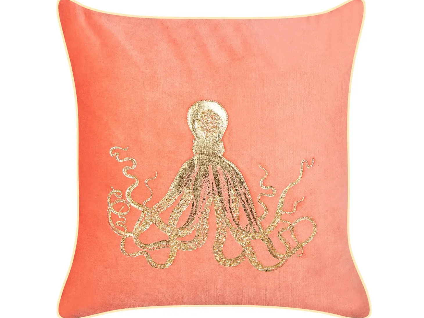 Pyntepude LAMINARIA Velour 45 x 45 cm Koralrød Dyremønster