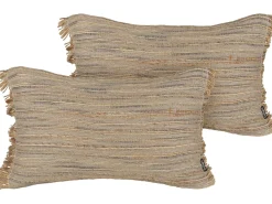 Pyntepude LEDUM Jute 30 x 50 cm Beige Stribet mønster
