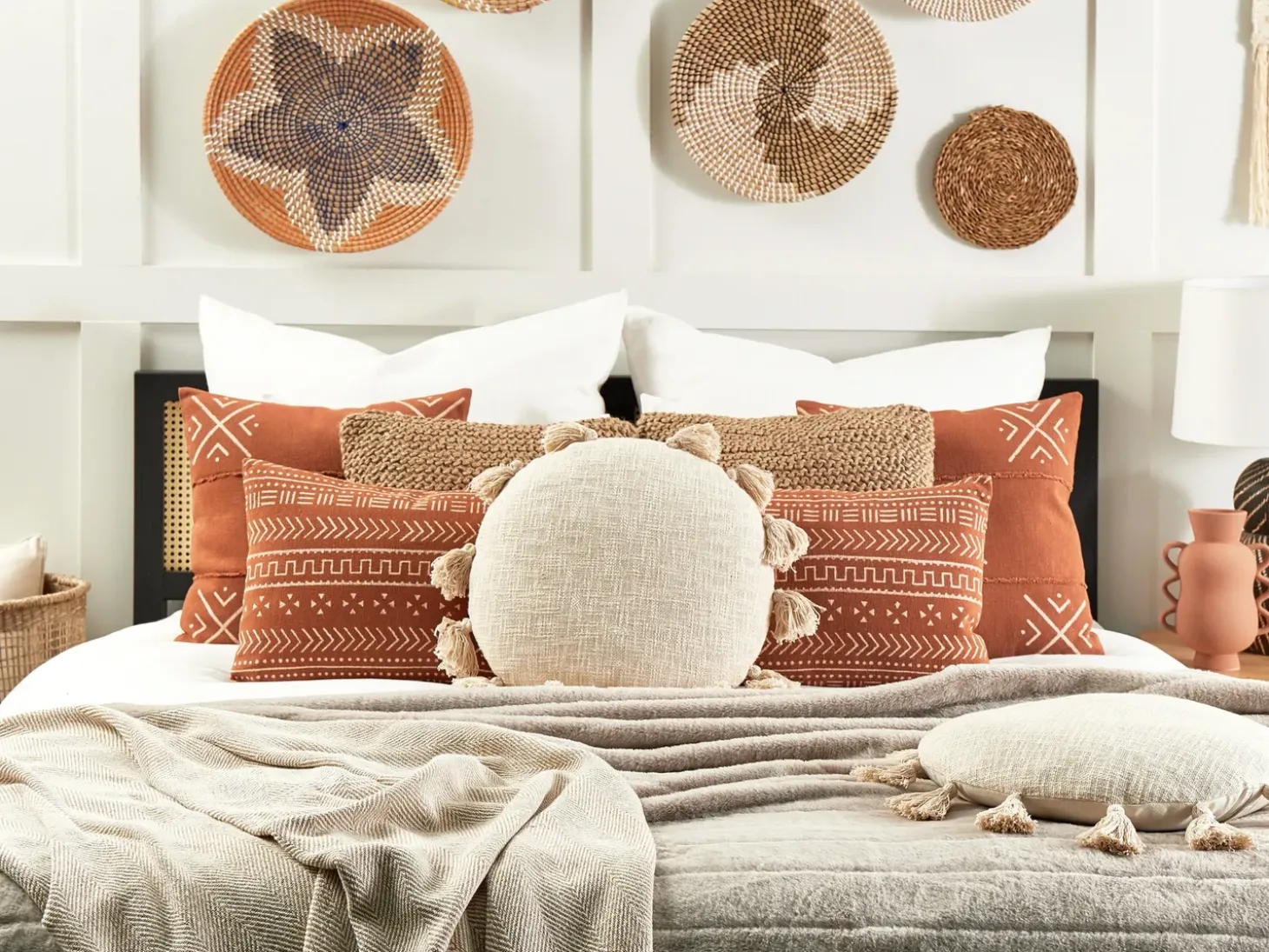 Pyntepude MADIA Bomuld 45 x 45 cm Lys Beige Ensfarvet