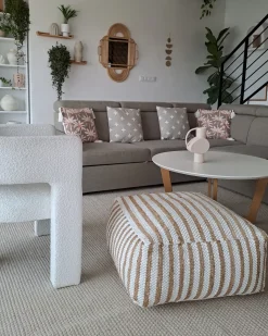 Pyntepude MELOBESIA Bomuld 45 x 45 cm Beige Plante mønster