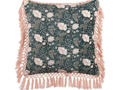 Pyntepude PARROTIA Velour 45 x 45 cm Blågrøn Blomstermønster