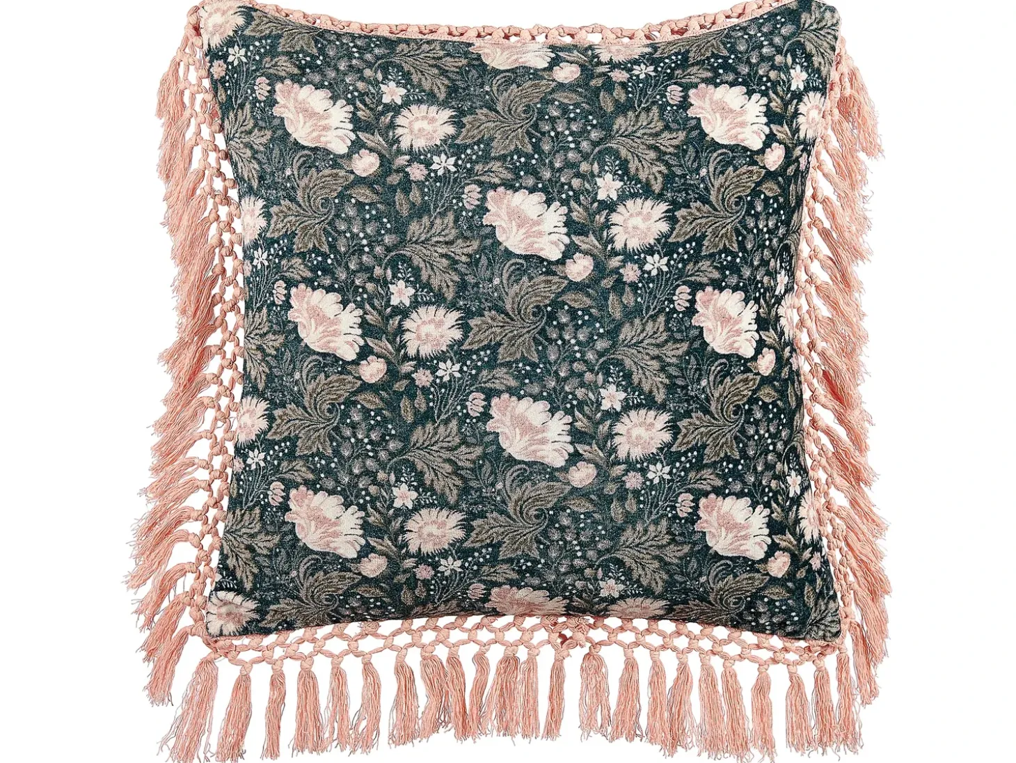 Pyntepude PARROTIA Velour 45 x 45 cm Blågrøn Blomstermønster