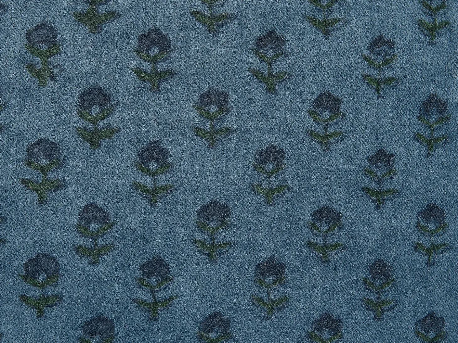 Pyntepude RIBES Velour 45 x 45 cm Mørkeblå Blomstermønster