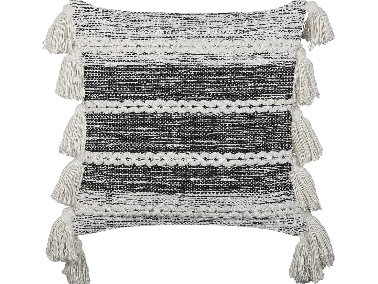 Pyntepude ROCHEA Bomuld 45 x 45 cm Sort Stribet mønster