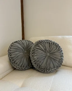 Pyntepude UDALA Velour 40 x 40 cm Grå Ensfarvet