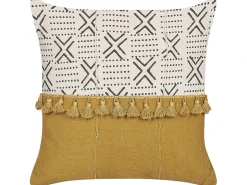 Pyntepude WOODI Bomuld 45 x 45 cm Gul Geometrisk mønster