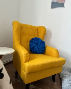 Pyntepude AKOLA Velour 30 x 30 cm Blå Ensfarvet