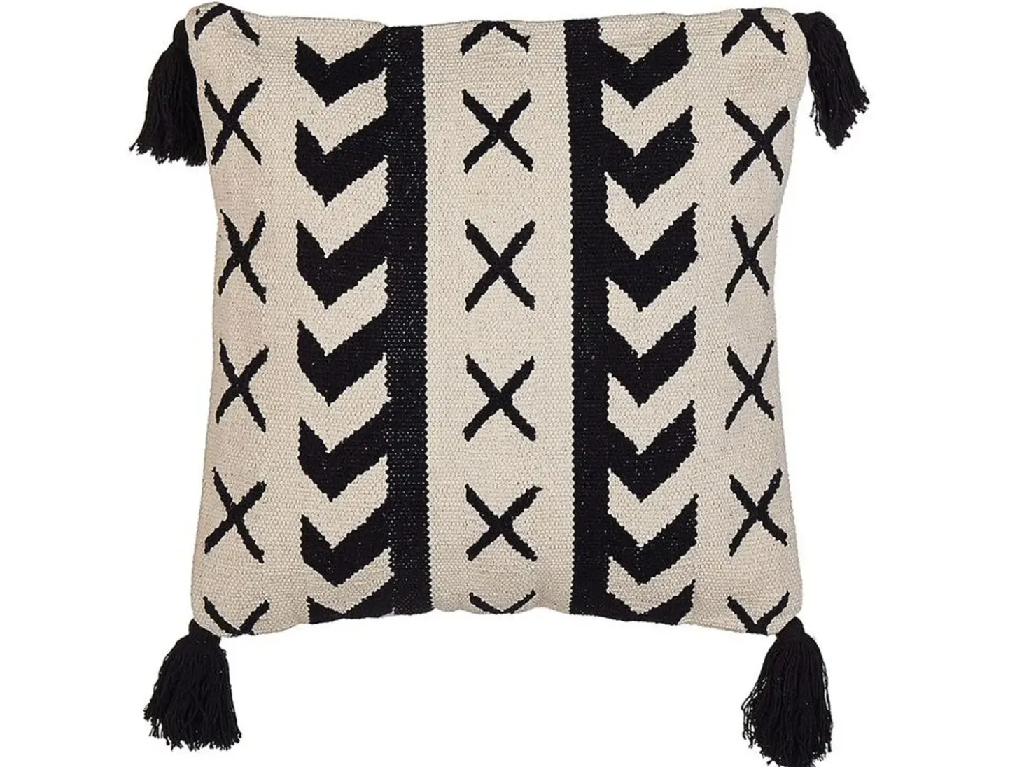 Pyntepude DEADNETTLE Bomuld 45 x 45 cm Beige Geometrisk mønster