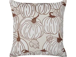 Pyntepude GOURD Velour 45 x 45 cm Beige Plante mønster