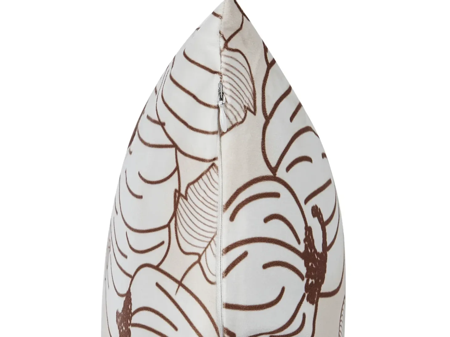 Pyntepude GOURD Velour 45 x 45 cm Beige Plante mønster