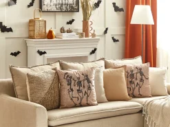 Pyntepude MORTESTI Velour 45 x 45 cm Lys Beige Abstraktmønster