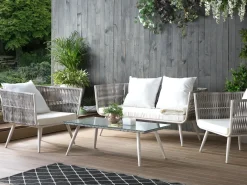 RAGUSA 4 personers Loungesæt med bord Cremehvid PE-rattan