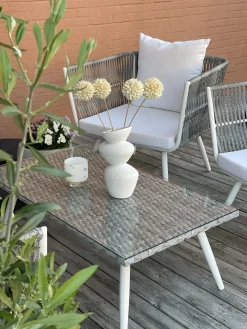 RAGUSA 4 personers Loungesæt med bord Cremehvid PE-rattan