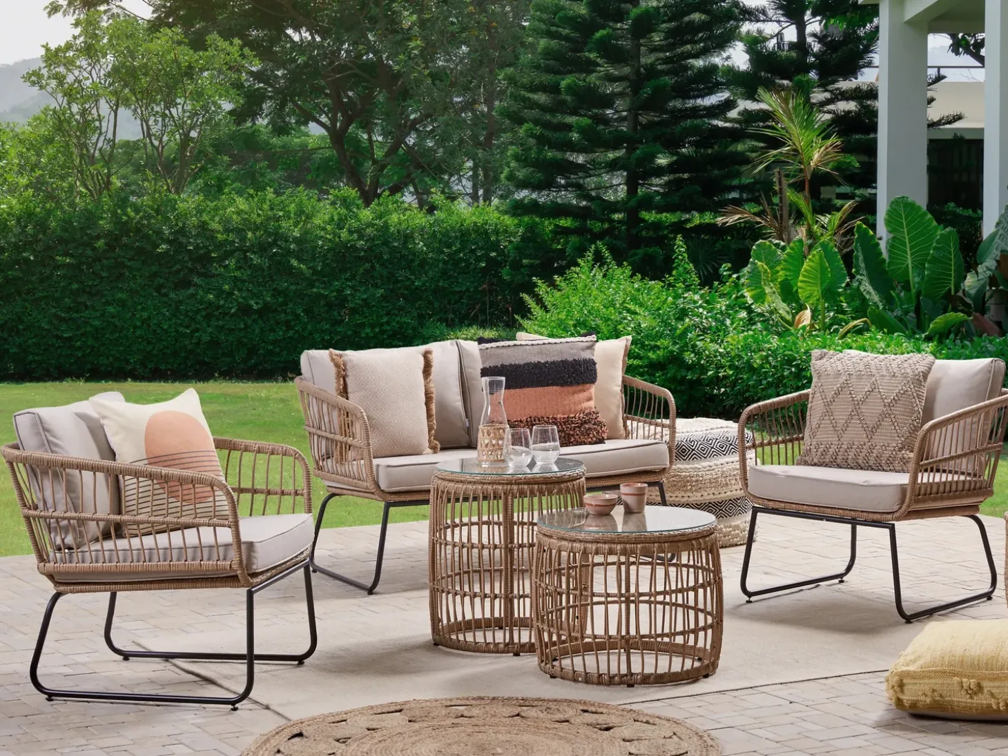 RAVELLO 4 personers Loungesæt med bord Naturlig PE-rattan