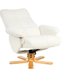 Recliner stol EPSE med fodskammel Boucle Cremehvid