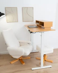 Recliner stol EPSE med fodskammel Boucle Cremehvid