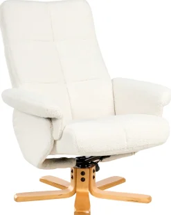 Recliner stol EPSE med fodskammel Boucle Cremehvid