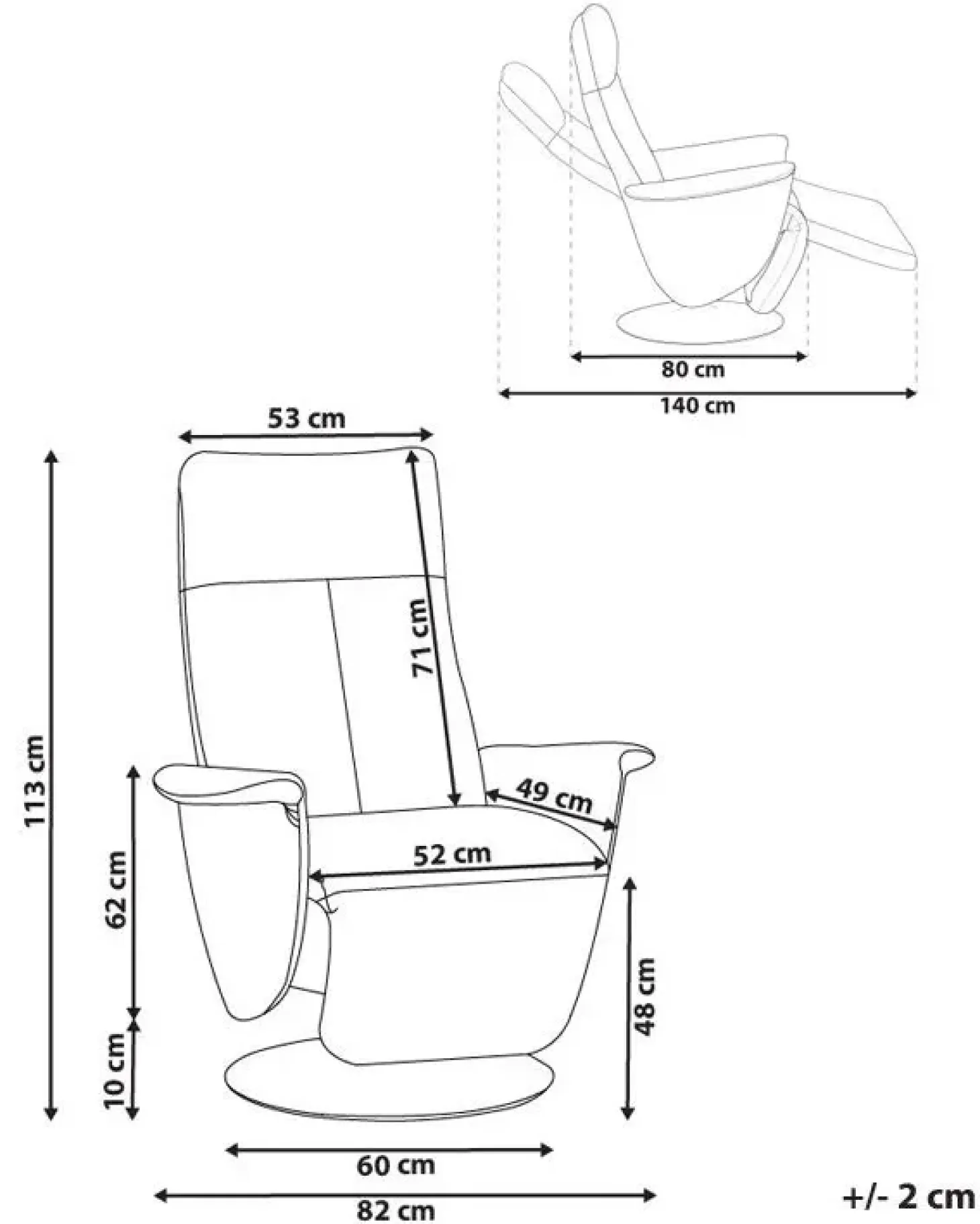 Recliner stol PRIME Inkl. fodstøtte Brungrå