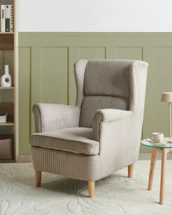 Øreklapstol ABSON Fløjl Beige