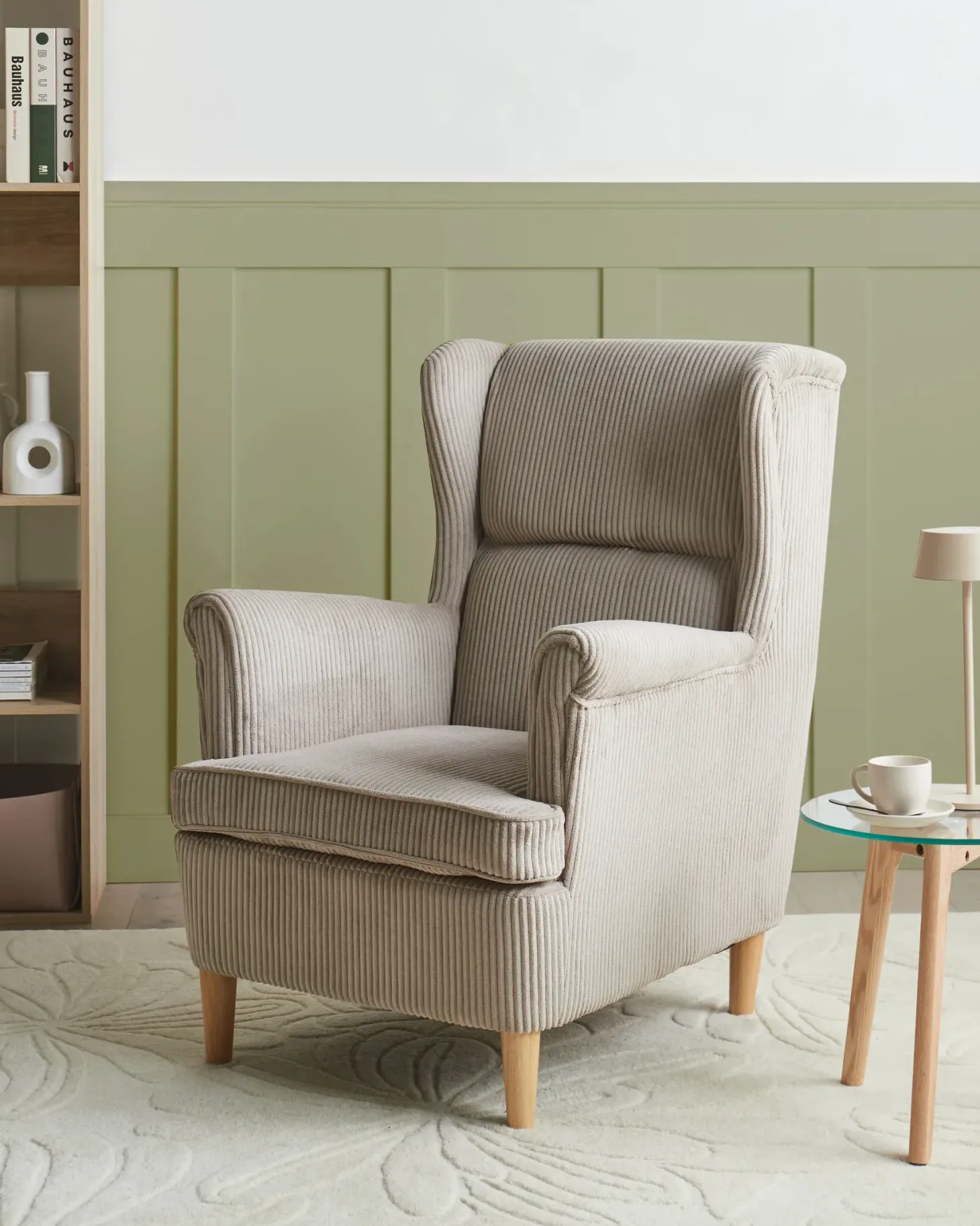 Øreklapstol ABSON Fløjl Beige