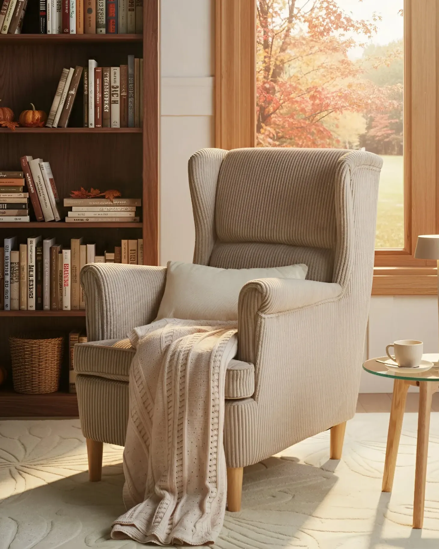 Øreklapstol ABSON Fløjl Beige