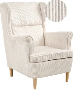 Øreklapstol ABSON Fløjl Lys Beige