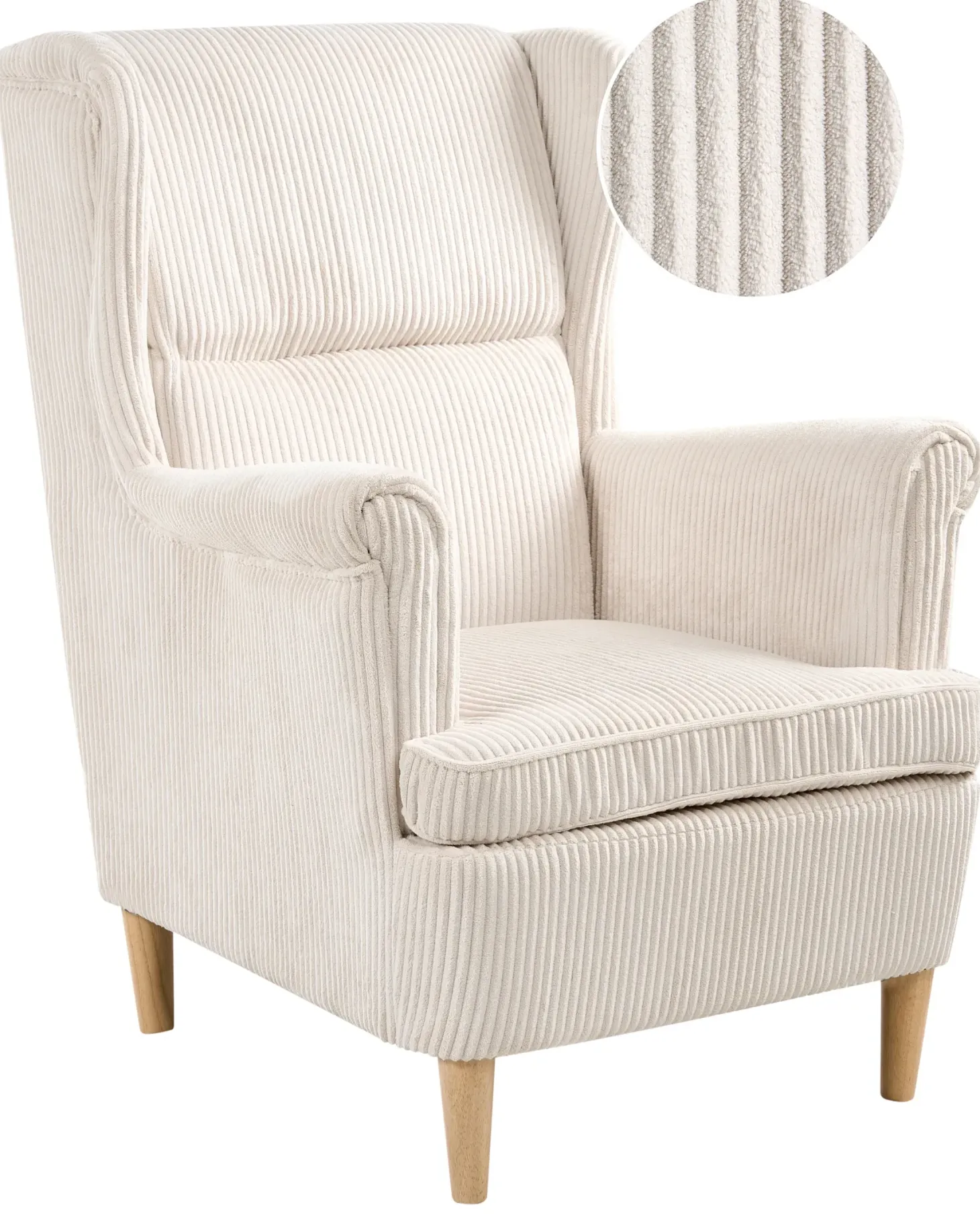 Øreklapstol ABSON Fløjl Lys Beige