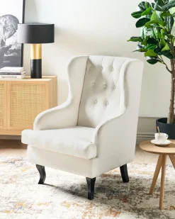 Øreklapstol ALTA Velour Cremehvid