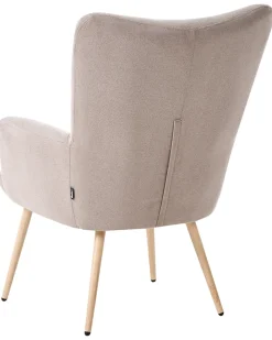 Øreklapstol VEJLE med fodskammel Beige