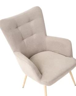 Øreklapstol VEJLE med fodskammel Beige