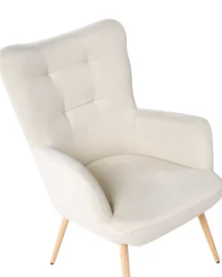 Øreklapstol VEJLE med fodskammel Lys Beige